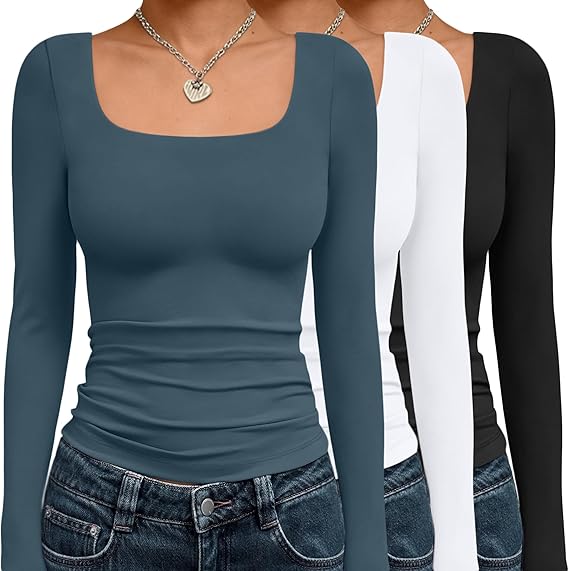 Glanzed™ 3 Pack Long Sleeve Crop Tops
